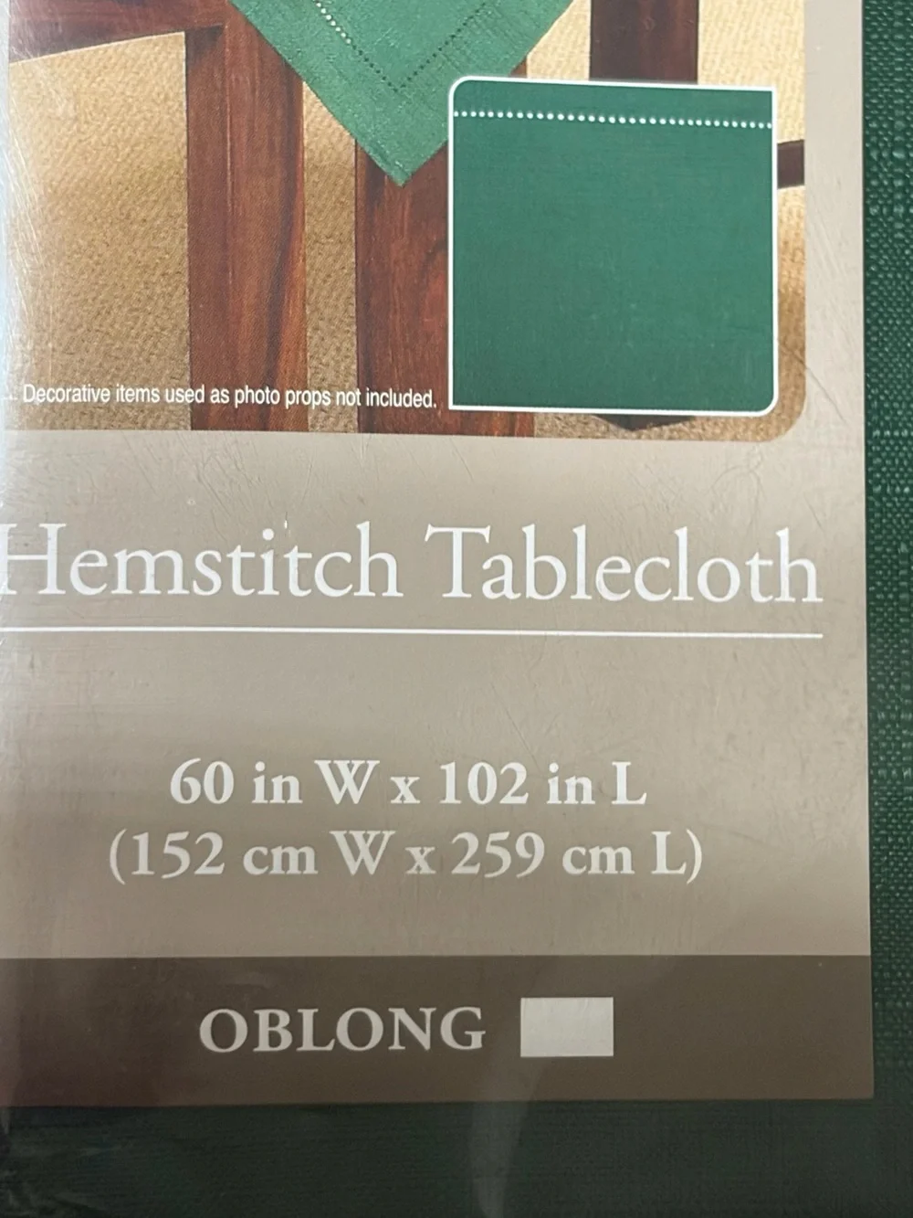 Home Trends Hemstitch Green Tablecloth 60 x 102 Oblong Polyester New In Package